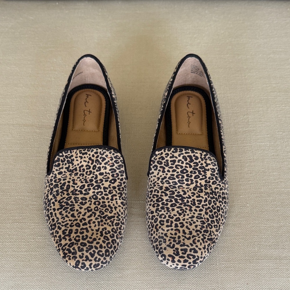 Neutral Suede Leopard Print Loafers